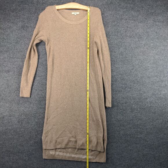 Madewell Womens Knit Sweater Dress Tan Small Long Sleeve Raglan Side Slit Hi-Low - Picture 12 of 13
